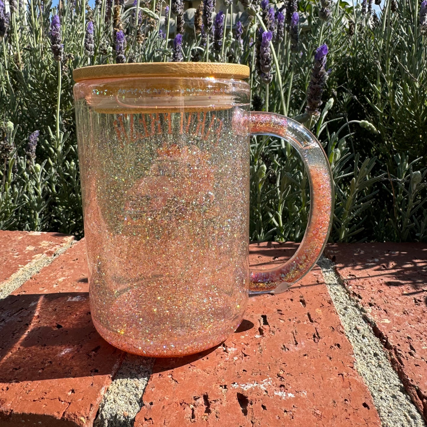 Farm Fresh Pumpkins with Pink Farm Truck Glitter Globe Coffee Cup