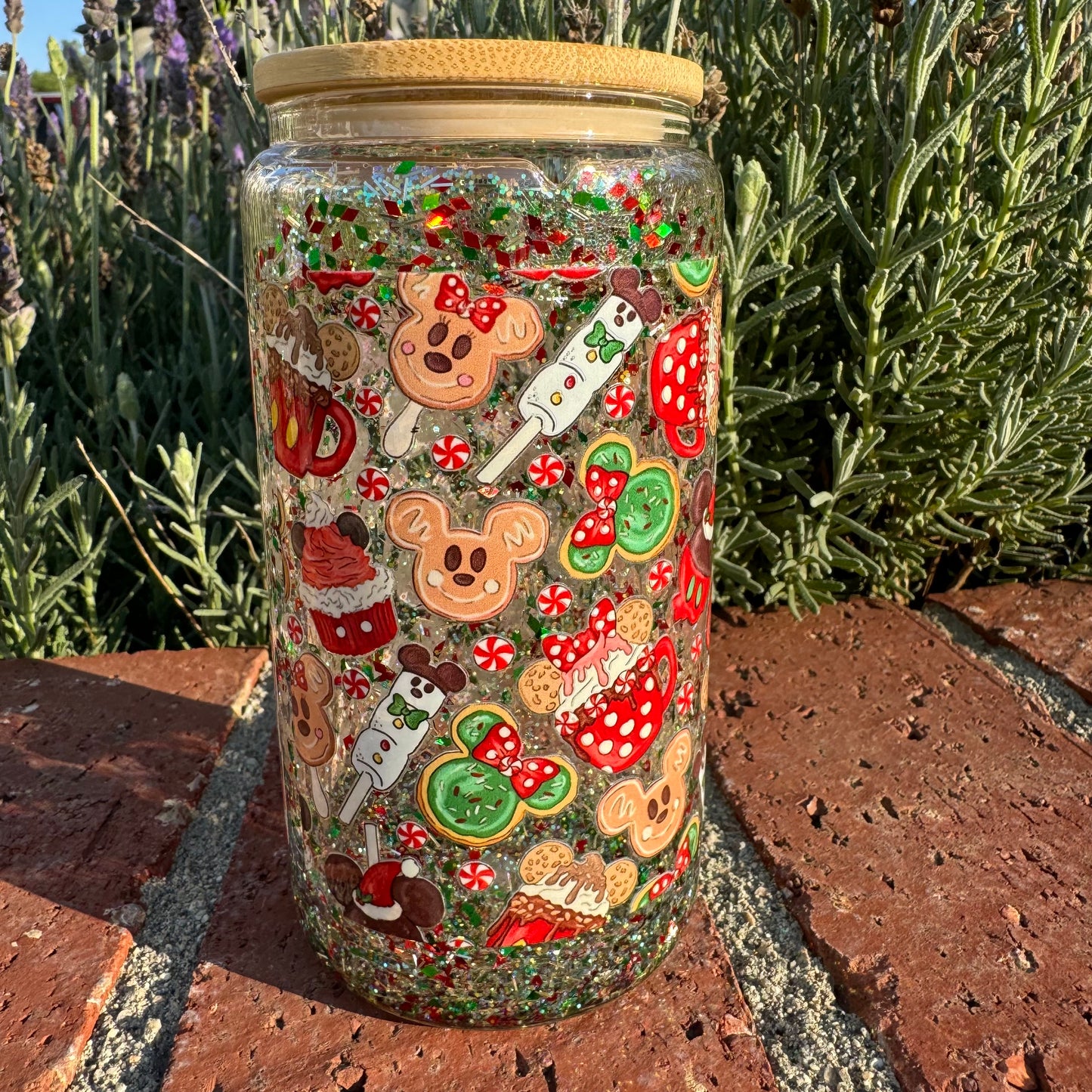 Main Street Christmas Glitter Globe Glass Cup