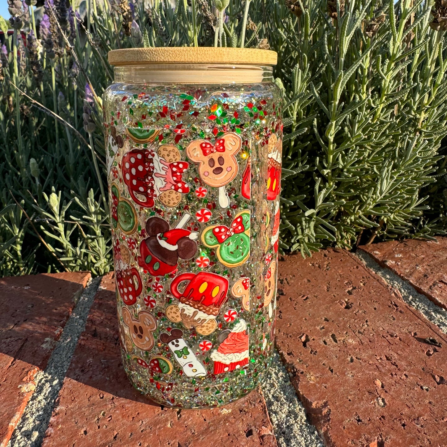 Main Street Christmas Glitter Globe Glass Cup