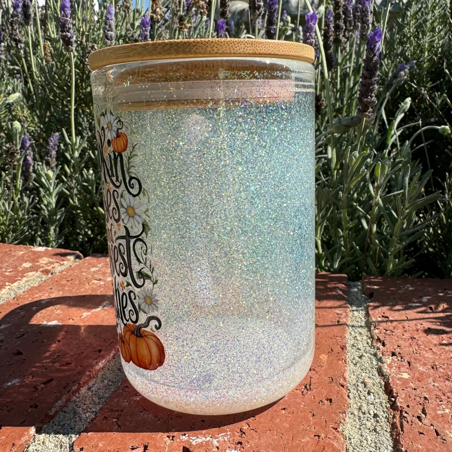 Pumpkin Kisses and Harvest Wishes Glitter Globe Coffee Cup