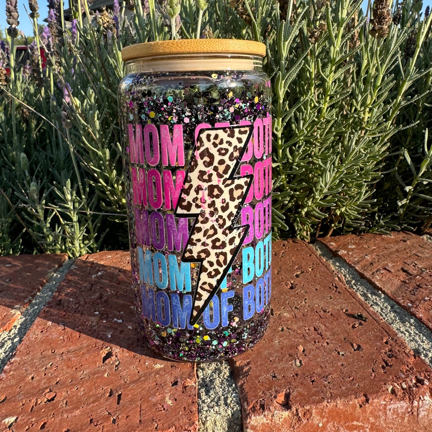 Pink, Blue and Cheetah Mom of Both with Lightning Bolt