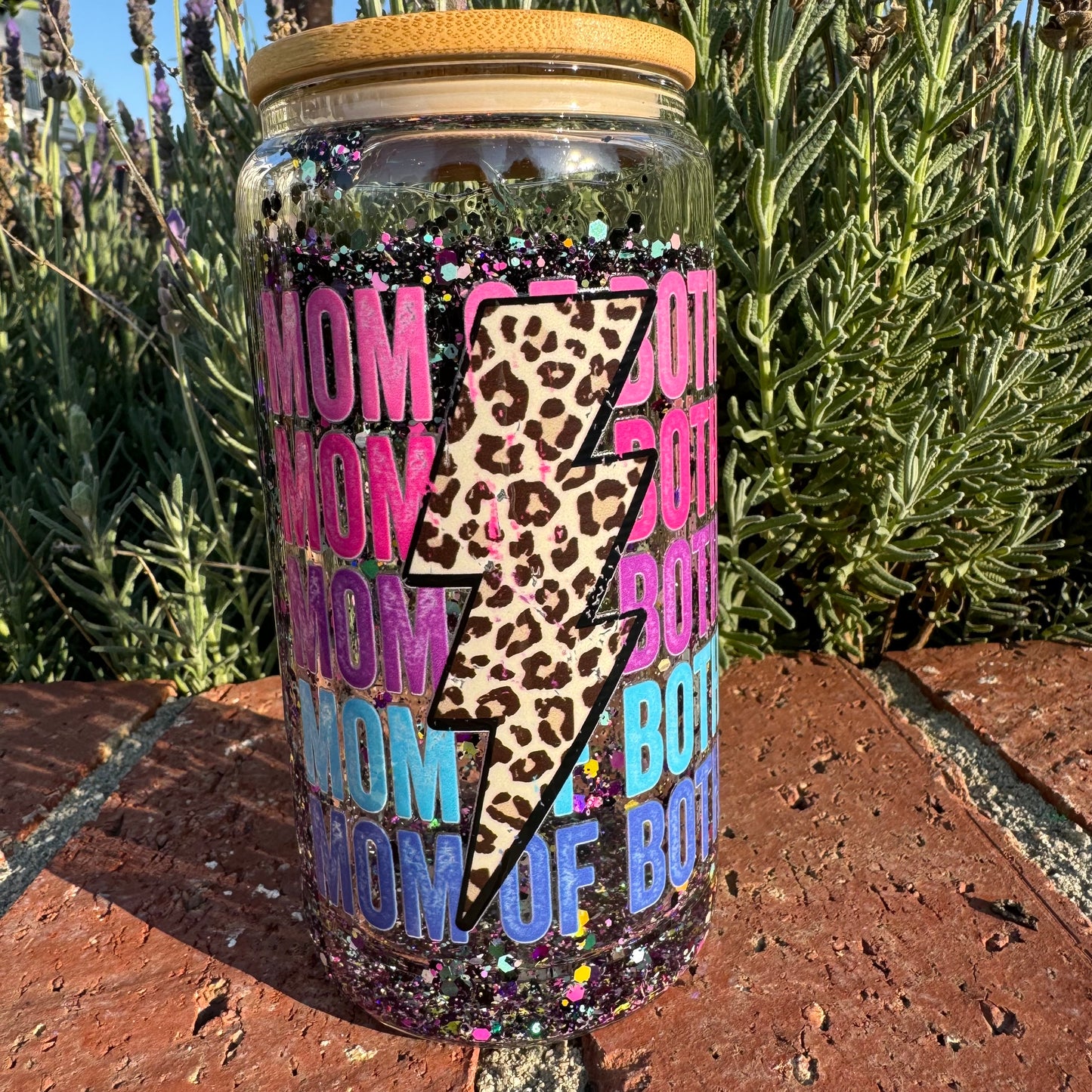 Pink, Blue and Cheetah Mom of Both with Lightning Bolt