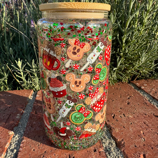Main Street Christmas Glitter Globe Glass Cup